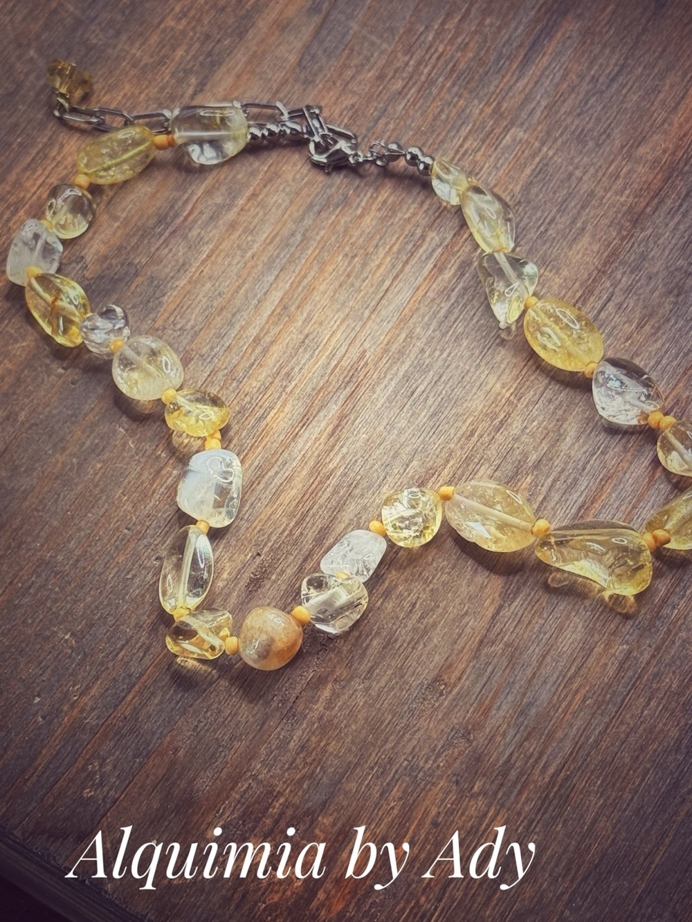 Chunky Citrine Yellow Beaded choker Necklace
